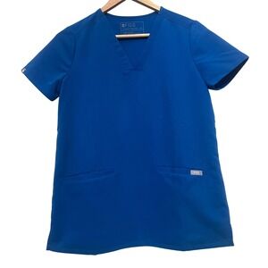FIGS Technical Collection Royal Blue V Neck Scrub Top Women's XS Nursing Uniform